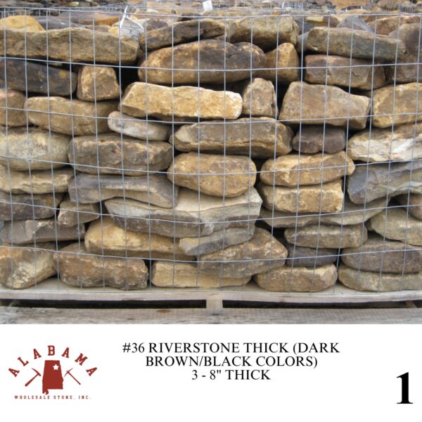 #036 RIVERSTONE STACK (DARK BROWN & BLACK COLORS) 3-8" THICK