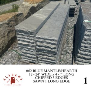 #062 BLUE MANTLE 10 - 24" WIDE x 4 - 8' LONG (CHIPPED 3 EDGES, SAWN 1 LONG EDGE)