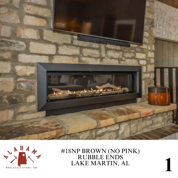 #018NP ALABAMA BROWN (NO PINK) RUBBLE ENDS 3-8" THICK