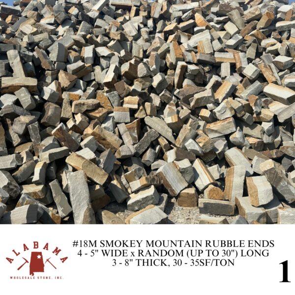 #018M ALABAMA SMOKEY MOUNTAIN RUBBLE ENDS 3-8" THICK
