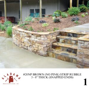 #020NP ALABAMA BROWN (NO PINK) STRIP RUBBLE 5-8" THICK (SNAPPED ENDS)