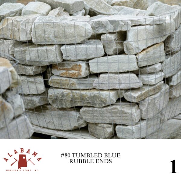 #080 TUMBLED ALABAMA BLUE RUBBLE ENDS 3-8" THICK (NON-STOCK ITEM)