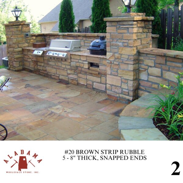 #020 ALABAMA BROWN STRIP RUBBLE 5-8" THICK (SNAPPED ENDS) - Image 2