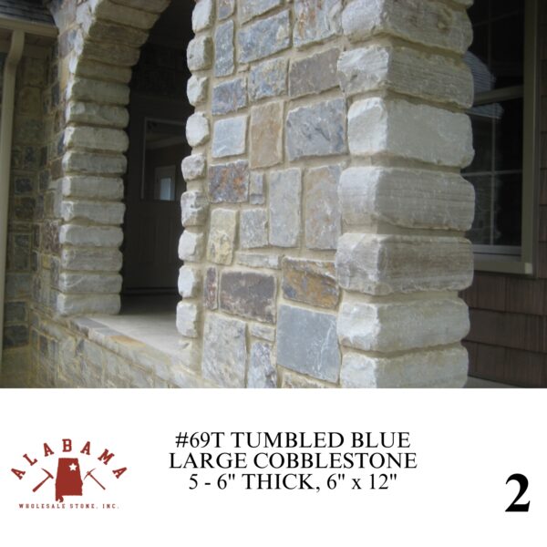 #069T TUMBLED LARGE COBBLESTONE 6" x 12" BLUE 5-6" THICK - Image 2
