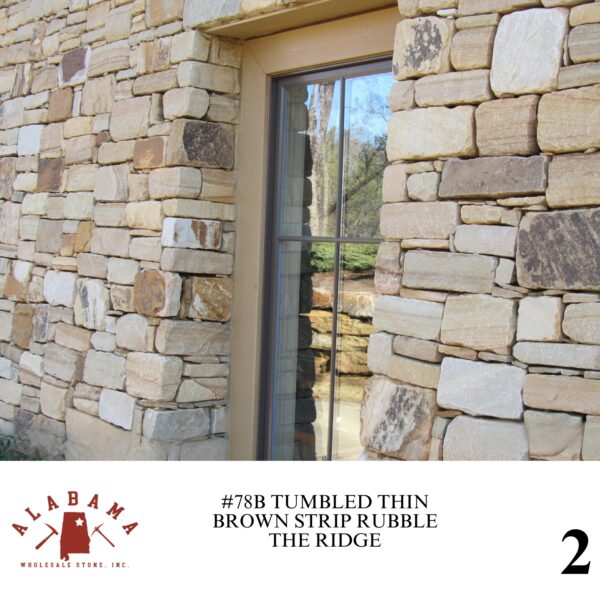 #078B TUMBLED ALABAMA THIN BROWN STRIP RUBBLE 2-5" THICK (NON-STOCK ITEM) - Image 2