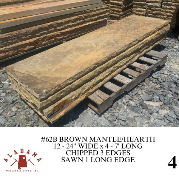 #062B BROWN MANTLE 12-24" WIDE x 4-7' LONG (CHIPPED 3 EDGES, SAWN 1 LONG EDGE) - Image 3