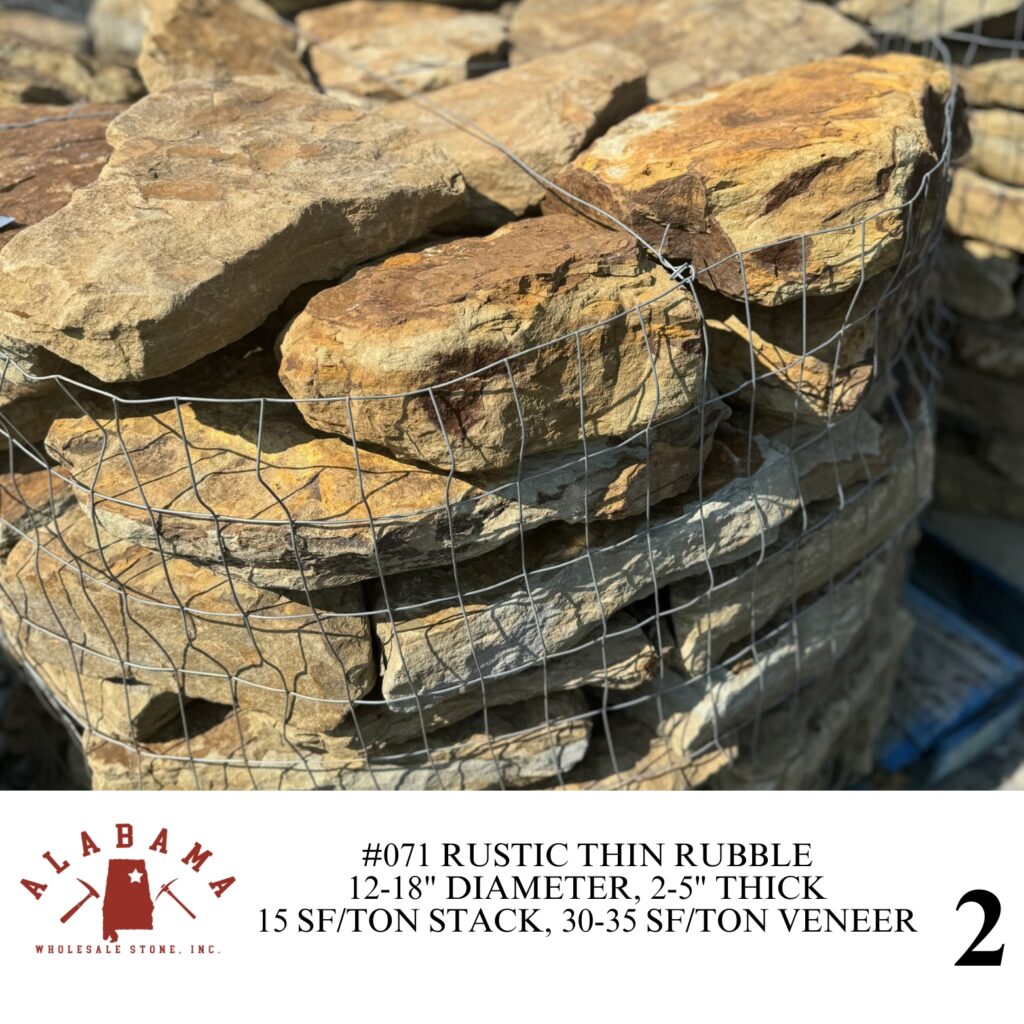 Rustic Rubble Stone #071 RUSTIC THIN RUBBLE 2-5″ – Alabama Wholesale Stone